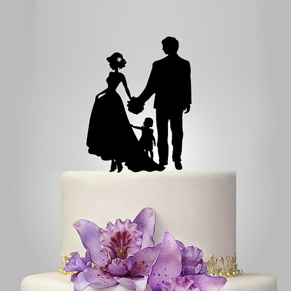 Wedding - bride and groom  wedding cake TOPPER, family wedding cake topper, funny cake topper, unique cake topper, little girl wedding cake topper