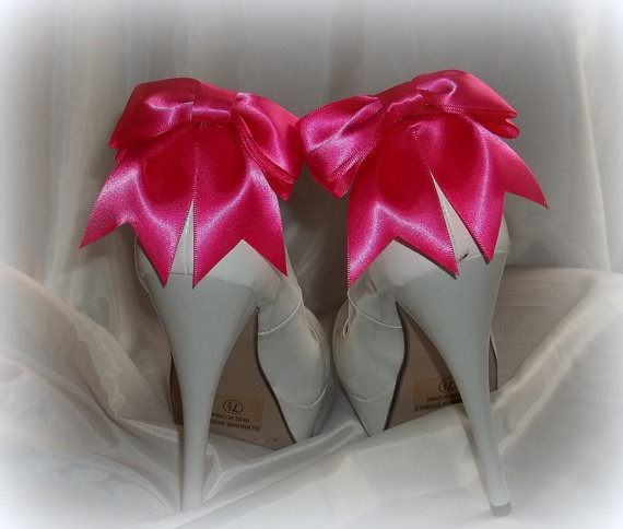 Wedding - Satin Bow Shoe Clips - set of 2 -  Bridal Shoe Clips, Wedding shoe clips many colors to choose from