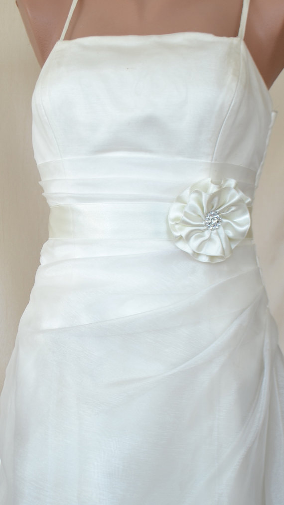 زفاف - Handcraft Ivory Satin Flower Wedding Dress Bridal Sash Belt Wedding Accessories