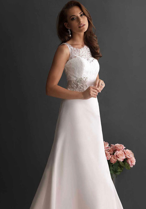 Mariage - A-line Button Back Sleeveless Wedding Dress