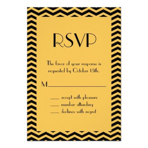 Wedding - Art Deco RSVP 3.5" X 5" Invitation Card