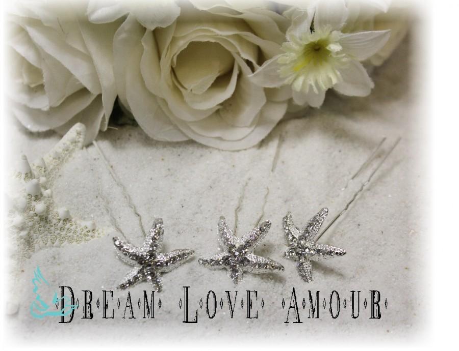 Hochzeit - Starfish rhinestone wedding hair pins