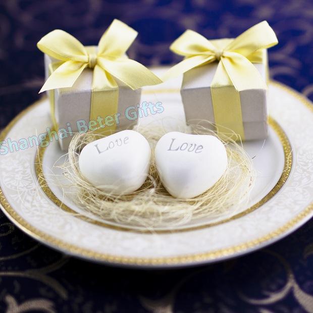 زفاف - Gold 50th Wedding Anniversary Heart Shaped Soap Favor in Exquisite Gift Box