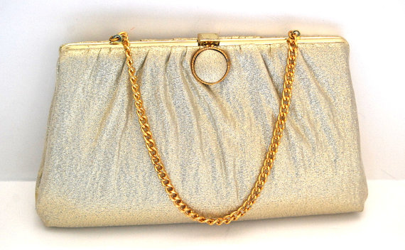 Свадьба - Vintage 50s   evening  gold metallic purse clutch by Harry Levine HL   Holiday Fashion wedding Prom Mad Men Made in USA Holiday Accesories