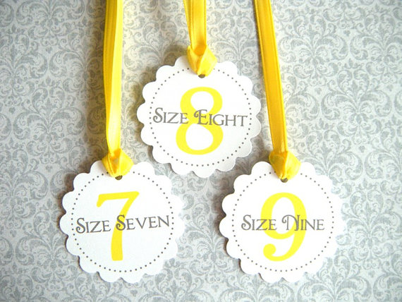 Hochzeit - 50 Custom Printed Flip Flops or Dancing Shoes Single Paper  Wedding Favor Tags with Ribbon  - Any Colors or Quantity