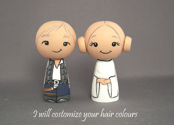 Hochzeit - Han and Leia Star Wars Wedding Cake Toppers to be customized