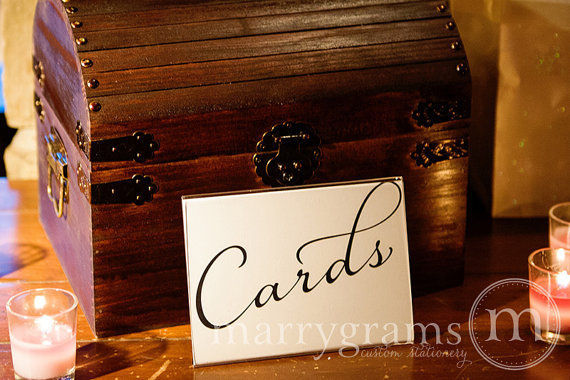 زفاف - Wedding Cards Table Sign - Wedding Table Reception Seating Signage for Card Box - Matching Numbers & Chalkboard Look Available- SS03