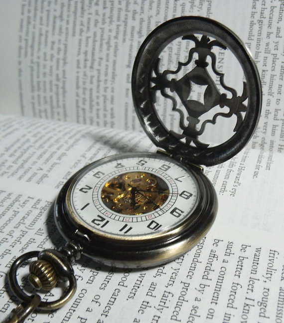 زفاف - Celtic Knot Pocket Watch with Chain Love Knot Gold Bronze Mechanical Groomsmen Gift Fast Shipping