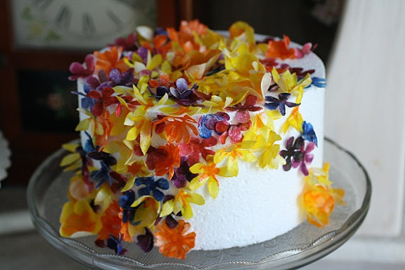 Wedding - 50 assorted wafer paper flowers for cake decorating, wedding cake toppers, edible flowers, rice paper flowers