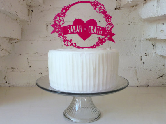 زفاف - Wedding Cake Topper Personalised Mr & Mrs Name Banner
