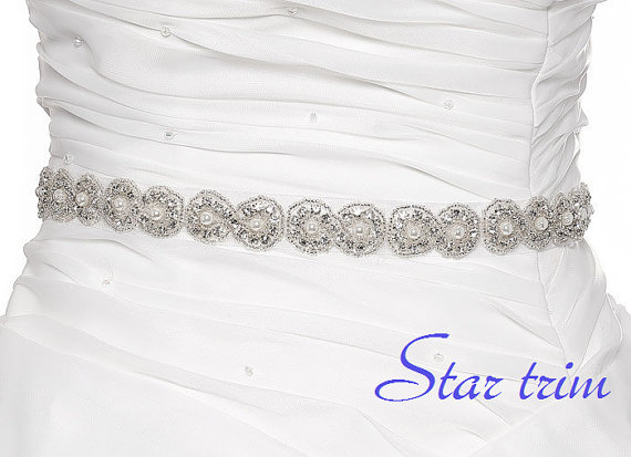 Wedding - SALE STEPANIE Wedding crystal pearl bridal sash , belt