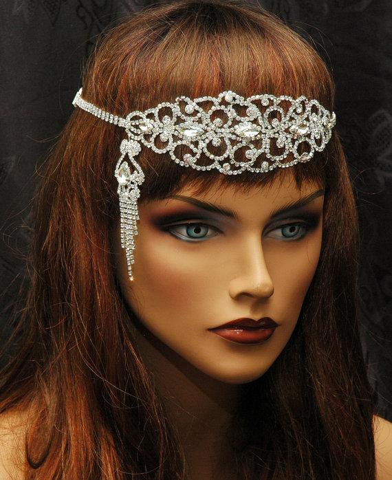 Wedding - 1920s Gatsby Headpiece,  Wedding Headband,Bridal Headpiece,Downton Abbey Headpiece,Flapper Headband