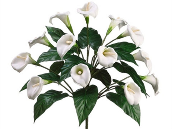 Mariage - Artificial Calla Lily Bush White, 14 blooms, 18" stem. White Calla Lily