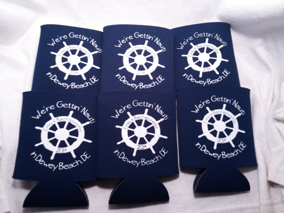 Mariage - Nautical Bachelorette Koozies Design 145789598 lot of 12 to 25 personalized custom can coolers quick shipping -Stock Art Available