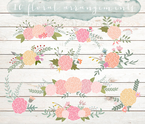 زفاف - Wedding floral arrangements clip art, ranunculus clipart