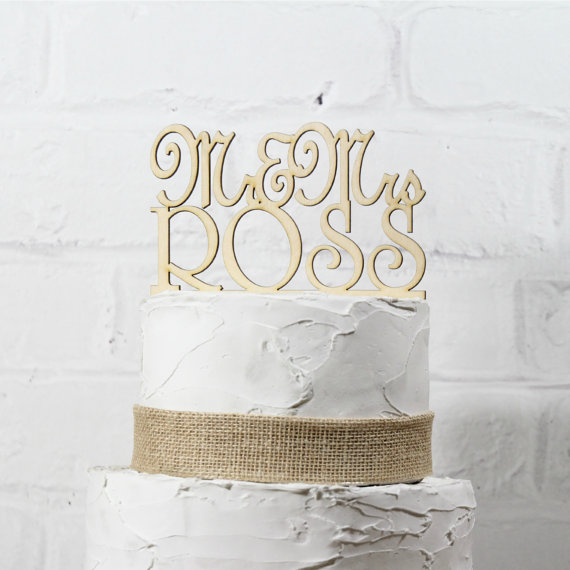 Wedding - Rustic Wedding Cake Topper or Sign Mr and Mrs Topper Custom Personalized with YOUR Last Name Paintable Stainable Wood