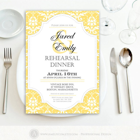 Printable Rehearsal Dinner Invitation Engagement Gold DIY Template 