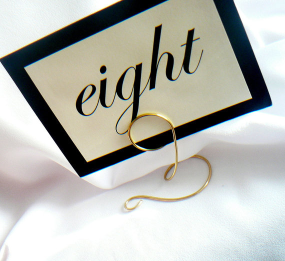 Mariage - Wedding Table Number Holders, Gold Sign Holders, 8pcs