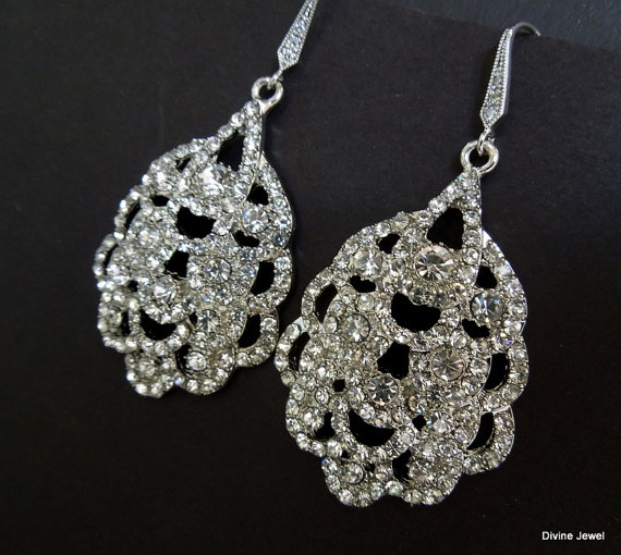 Hochzeit - Wedding Earrings,Bridal Earrings,Vintage Style Pearl and Crystal Rhinestone Dangle Earrings,Teardrop Earrings,Bridal Jewelry,SUSANE