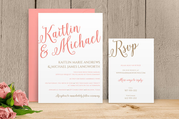 Mariage - You Can Change the Color! DiY Wedding Invitation Template - Download Instantly - EDITABLE TEXT - Calligraphy  - Microsoft® Word Format