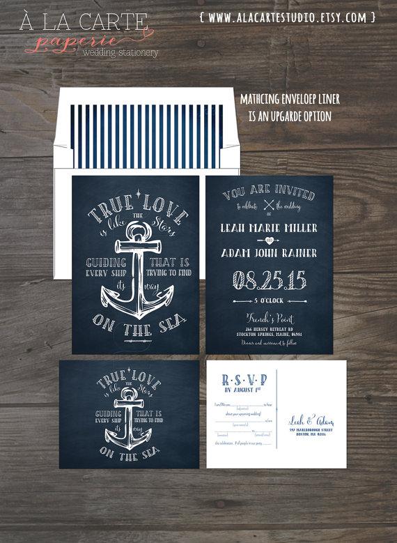 زفاف - True Love Nautical Anchor Wedding Invitation and RSVP Card