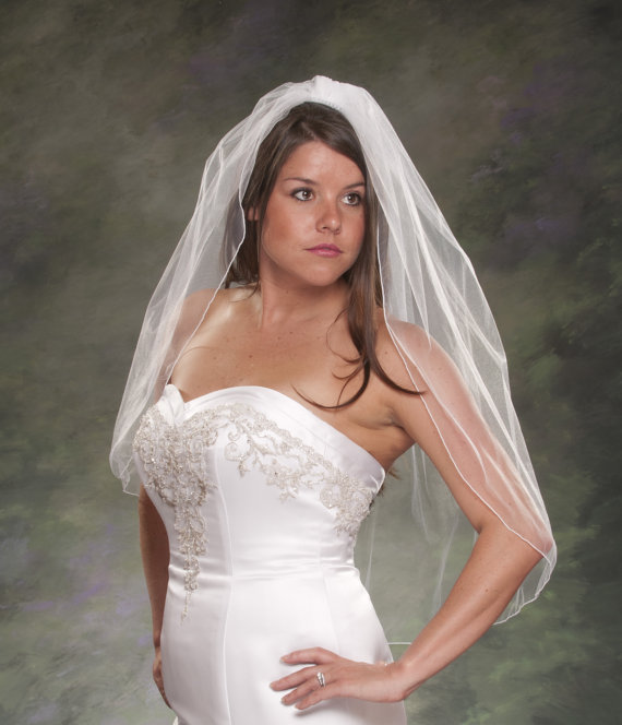زفاف - Wedding Veils 1 Layer Ivory Bridal Veils Elbow Length 32 Pencil Edge Waist Length White Wedding Veils Tulle Veils