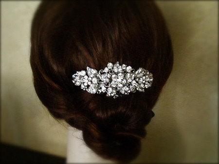 زفاف - Vintage Inspired crystal Hair Comb, bridal hair comb, wedding hair accessories, bridal hair, rhinestone comb - Made to order