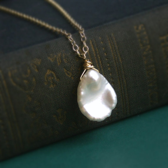 زفاف - Pearl necklace, keishi pearl, freshwater petal pearl, petal necklace, bridesmaid gift, wedding jewelry, silver necklace, gold necklace