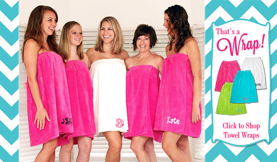 زفاف - Hot Pink or White Adult Towel Wrap personalized FREE just for you.