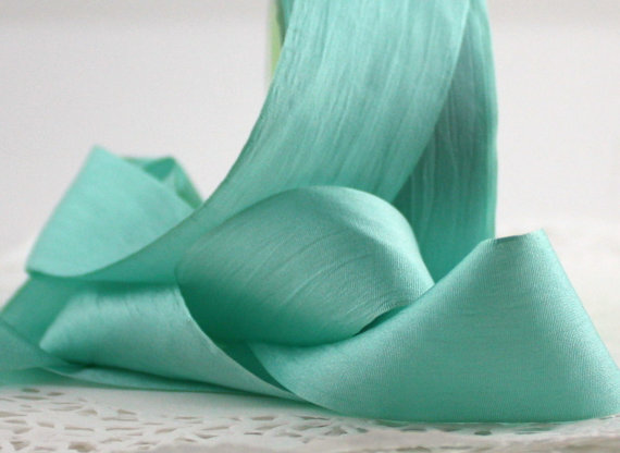 Hochzeit - Tiffany Blue Silk Ribbon, 1.25" by the yard  Weddings, DIY, Baby, Crafts, Gift Wrap