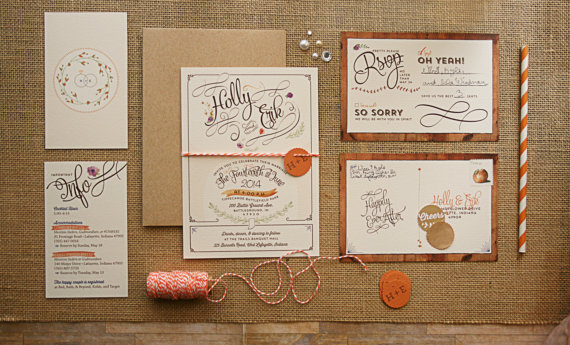 Mariage - Rustic Floral Wedding Invitations with Kraft Envelopes - Hadley