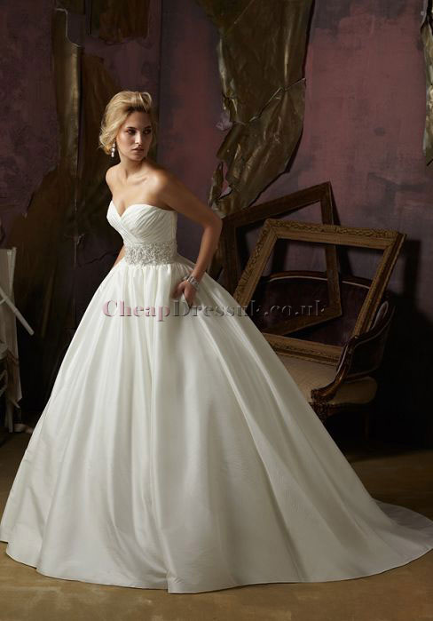 زفاف - Taffeta Ball Gown Sweetheart Sleeveless With Criss Cross Bodice Wedding Dress