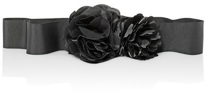 Hochzeit - Double Flower Black Sash Belt