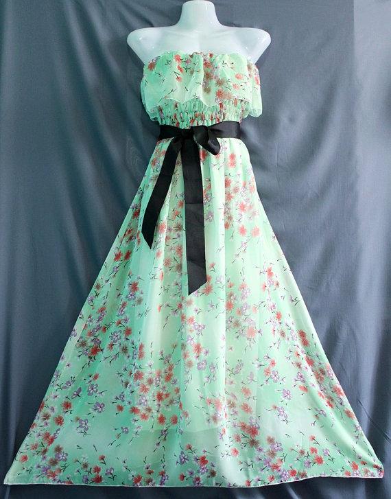 زفاف - Dreamy Collection Green Maxi Dress Off Shoulder Bridesmaid Dress/ Sundress Soft Chiffon Summer Dress