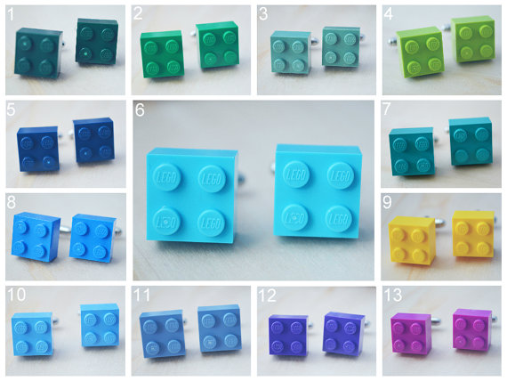 Hochzeit - Wedding Cufflinks With Lego Bricks - Pick Your Color Cufflinks - Hipster Groomsmen Cuff Links