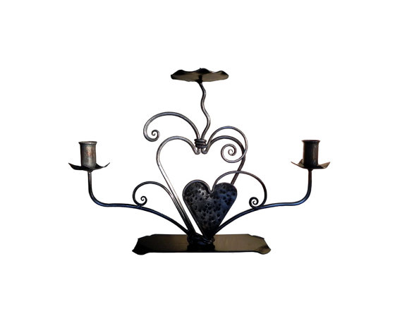 Mariage - Two Hearts Unity Candle Holder (  Clear and Black)
