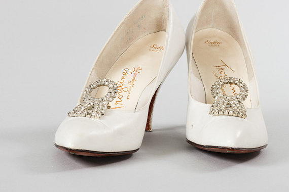 زفاف - Vintage Shoe Clips Rhinestone Shoe Clips 1950s 1960s   Crystal Shoe Wedding Bridal   New Old Stock NOS Deadstock Silver Key