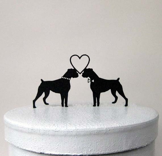 Свадьба - Wedding Cake Topper - Boxer Dogs wedding cake topper