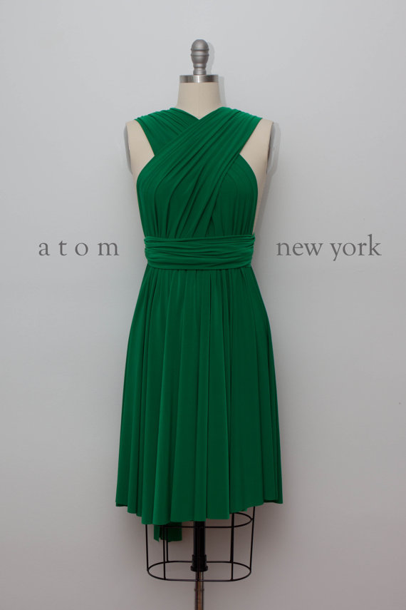 Hochzeit - Emerald Green Infinity Dress Convertible Formal Multiway Wrap Dress Bridesmaid Dress Party Dress Cocktail Dress Evening Dress Short
