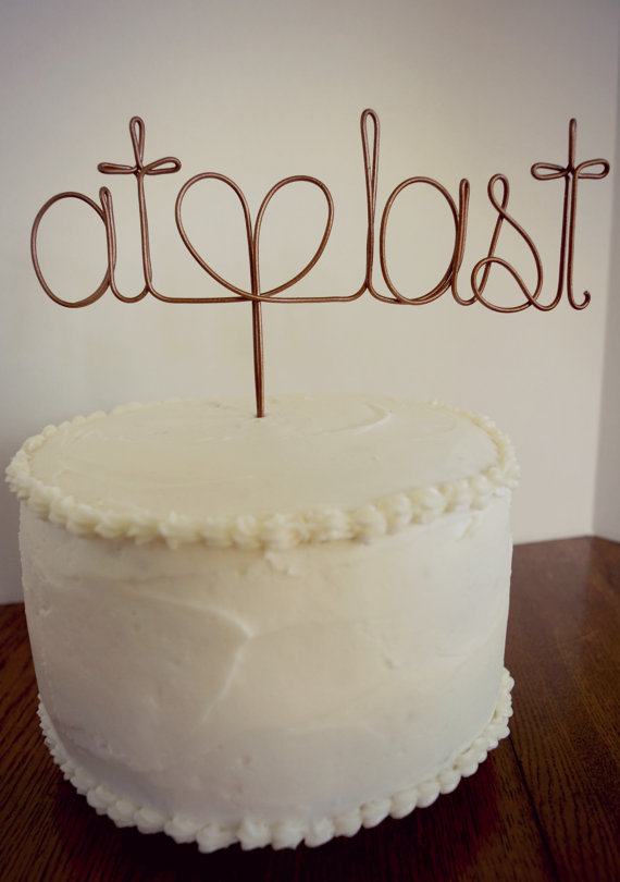 Hochzeit - Wedding Cake Topper - Custom Wire Love -At Last