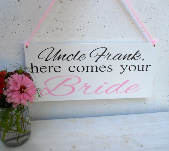 Hochzeit - Uncle here comes your bride 2 sided Wood Sign Double sided sign Happily ever after flower girl or Ring bearer sign