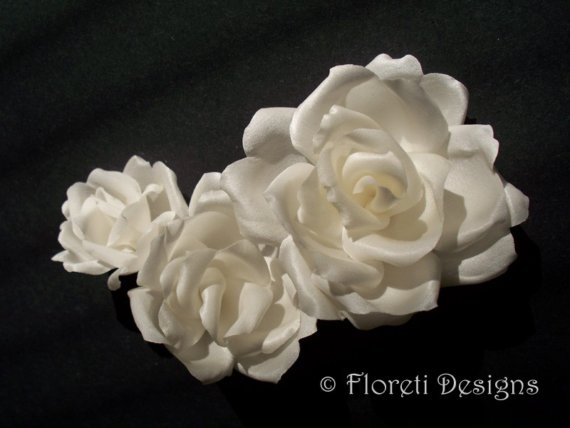 زفاف - Couture Joy Rose Bridal Headwear Light Ivory Veil Flowers Dress Pin