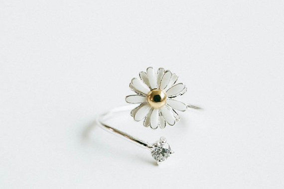 زفاف - Daisy adjustable cz ring,wedding ring,rings for women,bridesmaid rings,engagement rings,valentines day,engagement gift,jewelry ring,USADR87