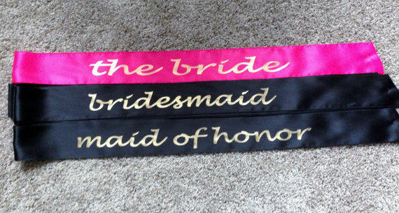 Wedding - Sexy Little Bride, Bride To Be Sash, Wedding Sash, Personalized Sash, You choose the Colors and Wording , Bridal Party Sash