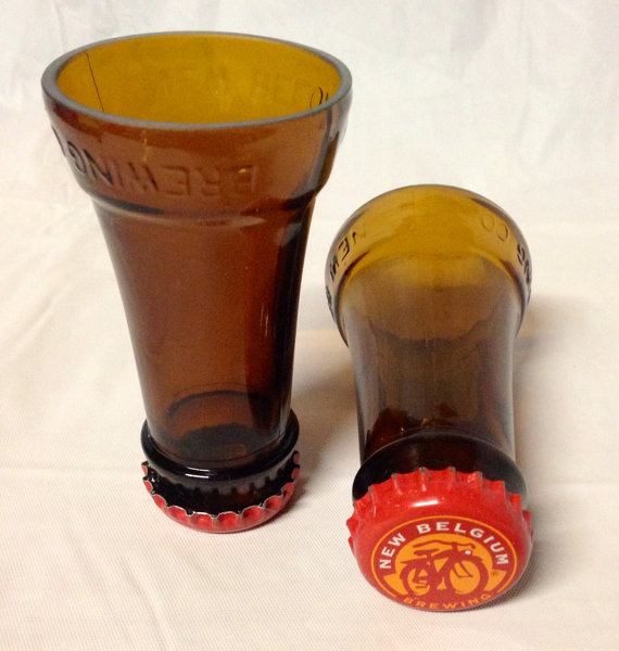 Mariage - Fat Tire Beer Bottle Shot Glasses. Recycled Glass Bottles. Man Cave. For Him. Groomsmen Gift.