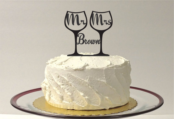 زفاف - PERSONALIZED Mr & Mrs Toasting Wine Glass Wedding Cake Topper - Champagne Glass Wedding Cake Topper Toasting Glasses With YOUR Last Name