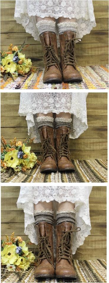 زفاف - Country Rustic wedding lace boot socks