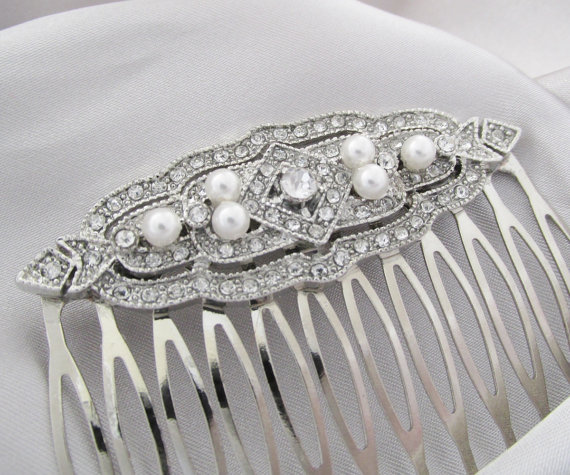 Hochzeit - Bridal Hair Comb, Art Deco Wedding Hair Comb, Crystal Hair Comb, Brides Hair Comb, Bridal Accessories
