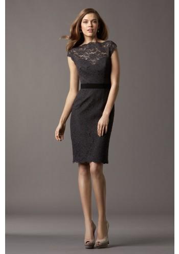 زفاف - Sheath Column Tank Top Knee Length Lace Black Bridesmaid Dress Adp1wa0021 - Alizeedress.com