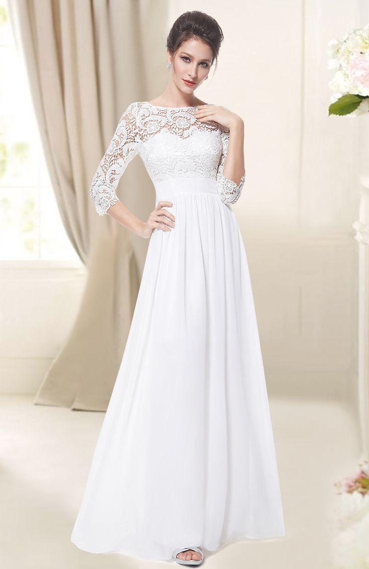 Свадьба - Women's Elegant 3/4 Sleeve Lace Long Evening Dress